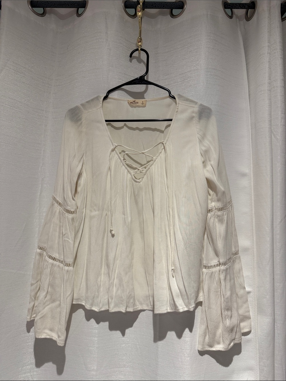 Hollister Cream Lace-Up Boho Tunic Top